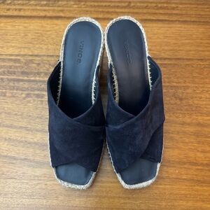 Vince Gaelan Suede espadrille wedge slide sandals Size 7.5